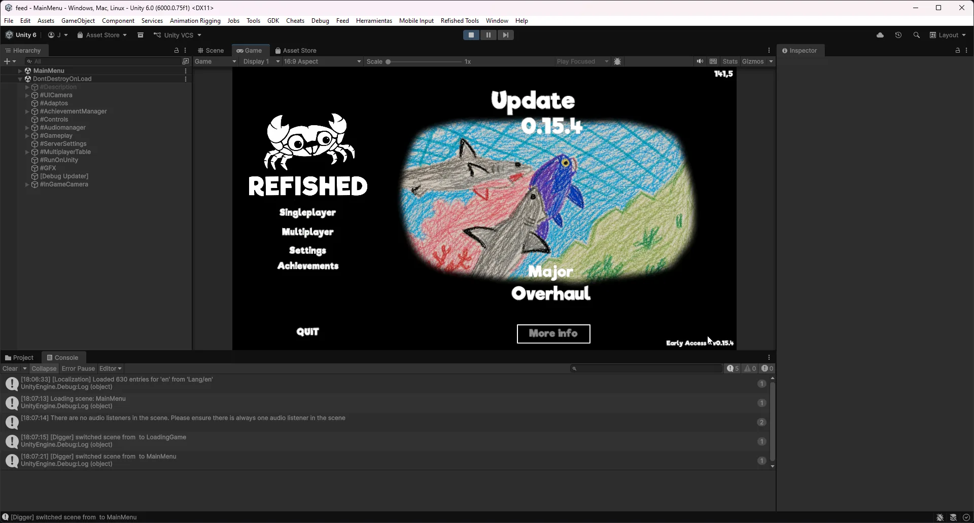 Refished main menu